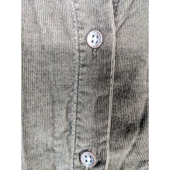 J.Jill Green Corduroy Metal Button Up Shirt Size XL Pocket Collar N64 - Picture 5 of 9